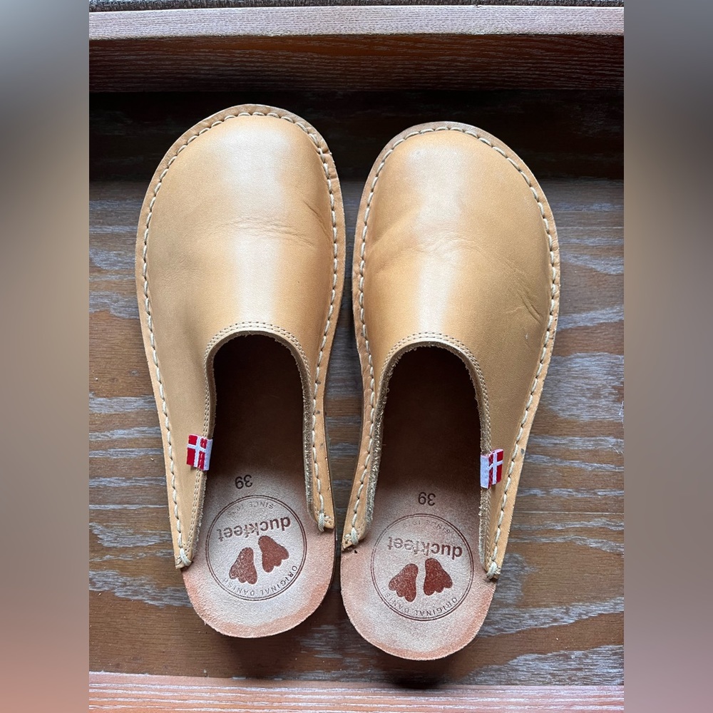 Duckfeet Tan Leather Clog Mules